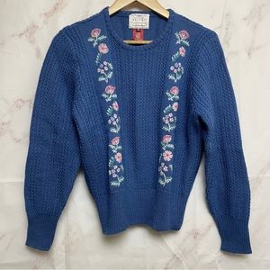 VTG 80s Susan Bristol Wool Emboidered Floral Sweater - K9